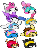 Racer Cute Friends - Racer/Biker Helmet Peeker Stickers