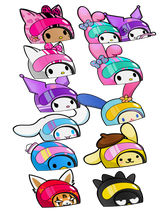 Racer Cute Friends - Racer/Biker Helmet Peeker Stickers