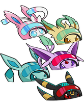 Fluffy Monsters - Racer/Biker Helmet Peeker Stickers