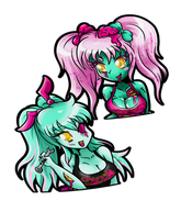 Zombie Sakura & Meiko - Torso Kisscut stickers