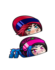Arcane Jinx / Vi - Racer/Biker Helmet Peeker Stickers