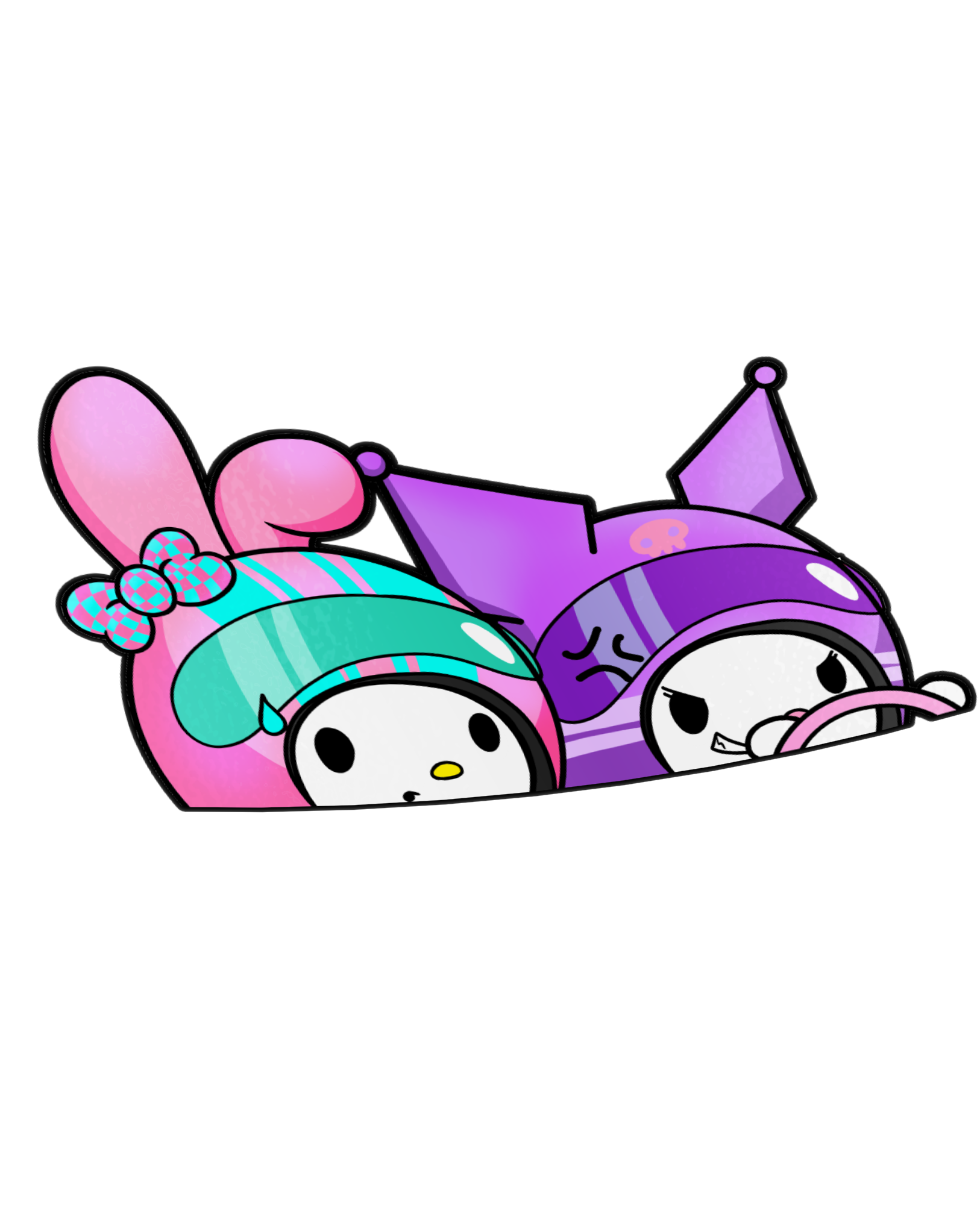 Racer Cute Friends - Racer/Biker Helmet Peeker Stickers