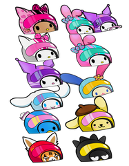 Racer Cute Friends - Racer/Biker Helmet Peeker Stickers