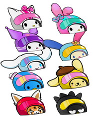 Racer Cute Friends - Racer/Biker Helmet Peeker Stickers