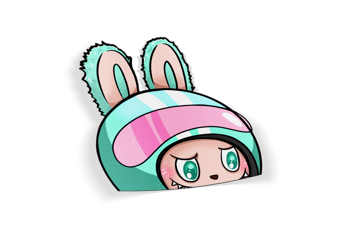 Lafufu Green - Peeker sticker Helmet biker racer