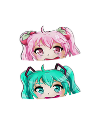 Miku Peeker Sticker - Sakura or Standard