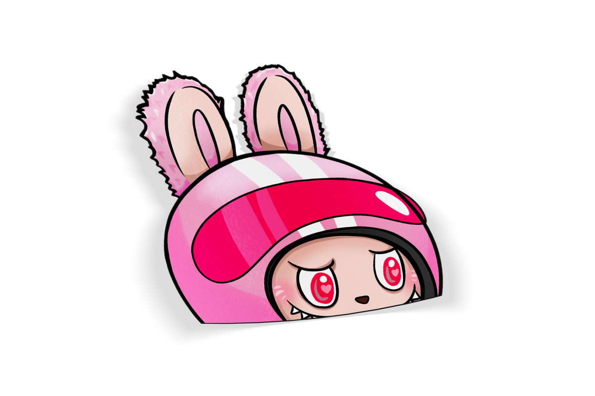 Lafufu Pink - Peeker sticker Helmet biker racer