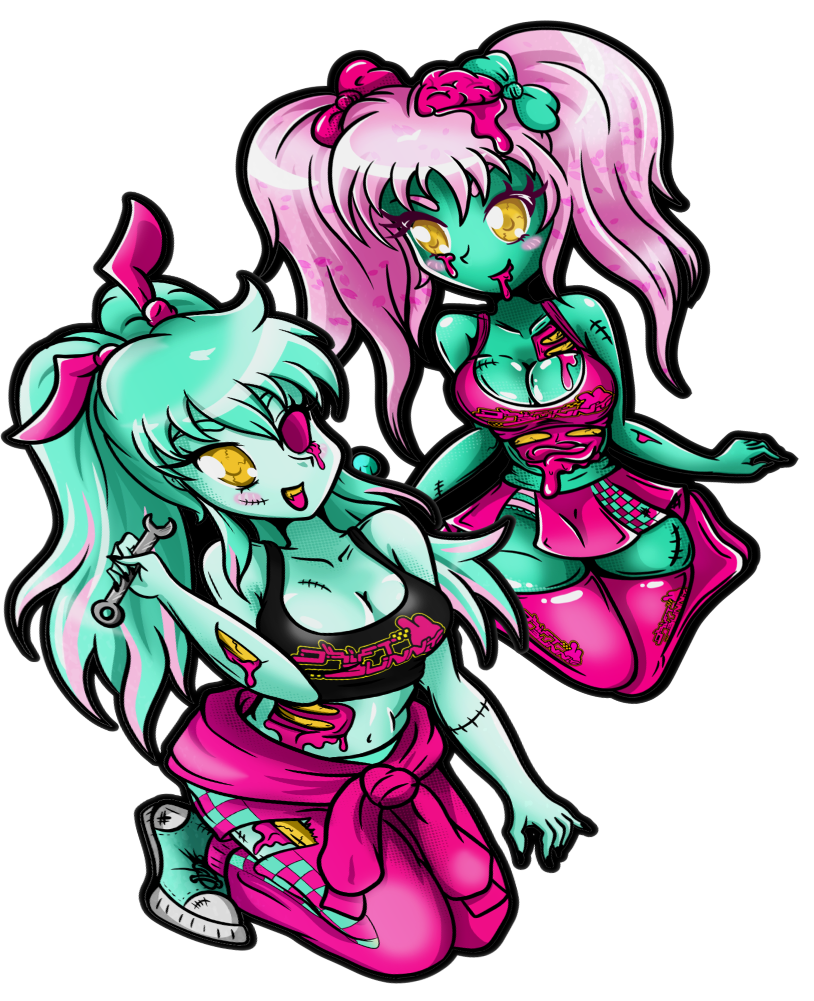 Zombie Sakura & Meiko - XL Kisscut stickers