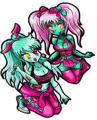 Zombie Sakura & Meiko - XL Kisscut stickers