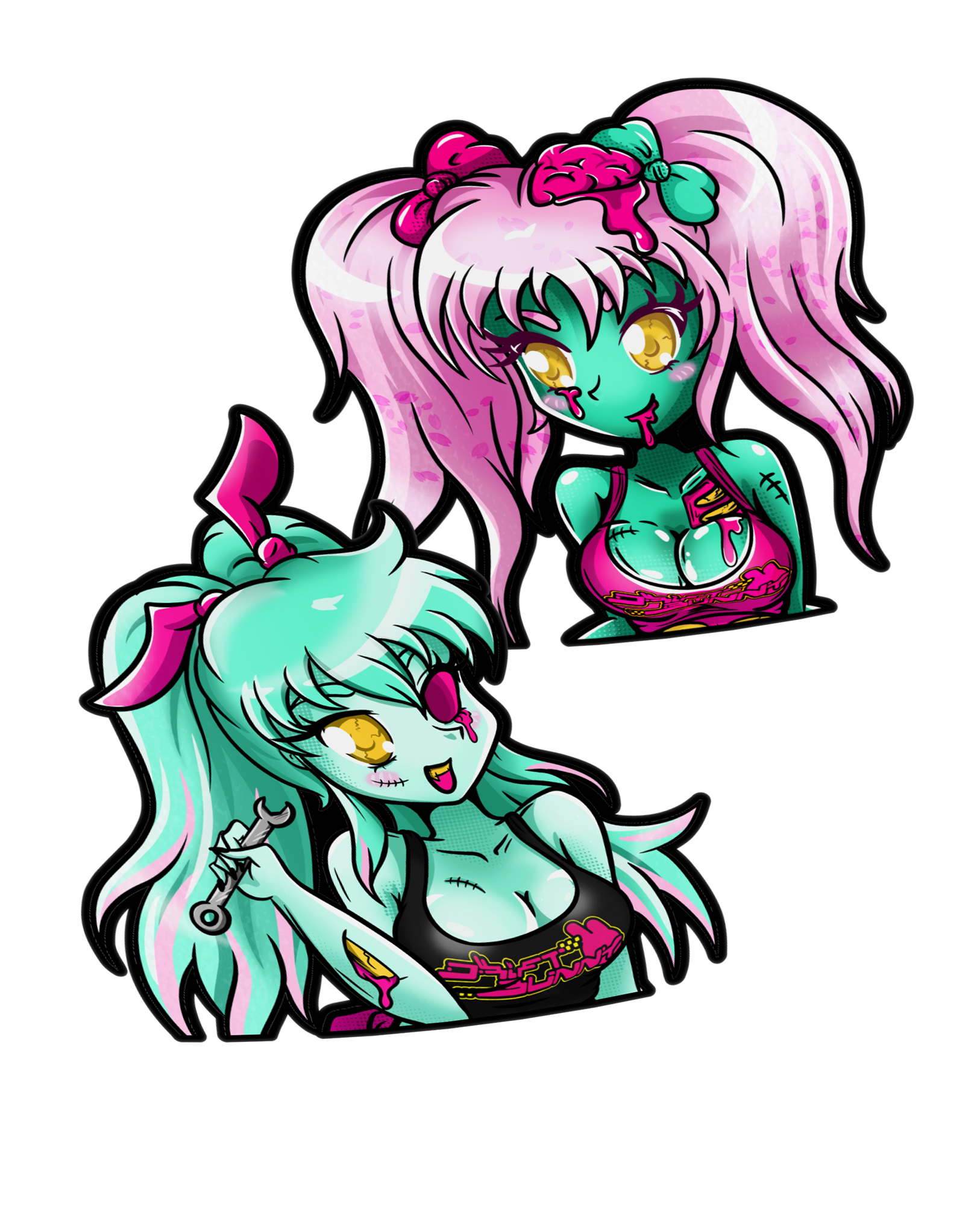 Zombie Sakura & Meiko - Torso Kisscut stickers