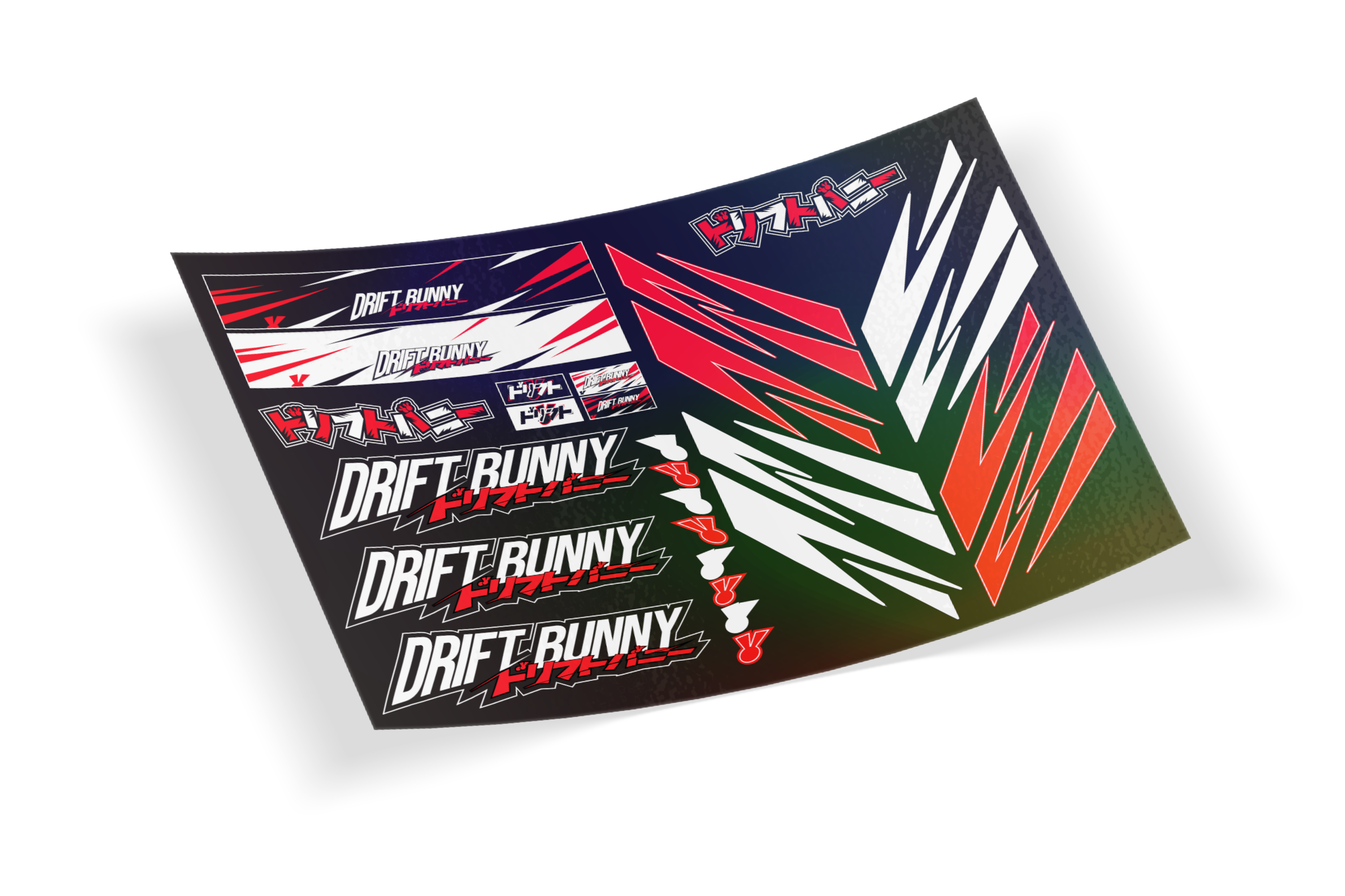 1:10 RC Holosheen - Red/Black Livery Sticker sheet new Drift bunny decals