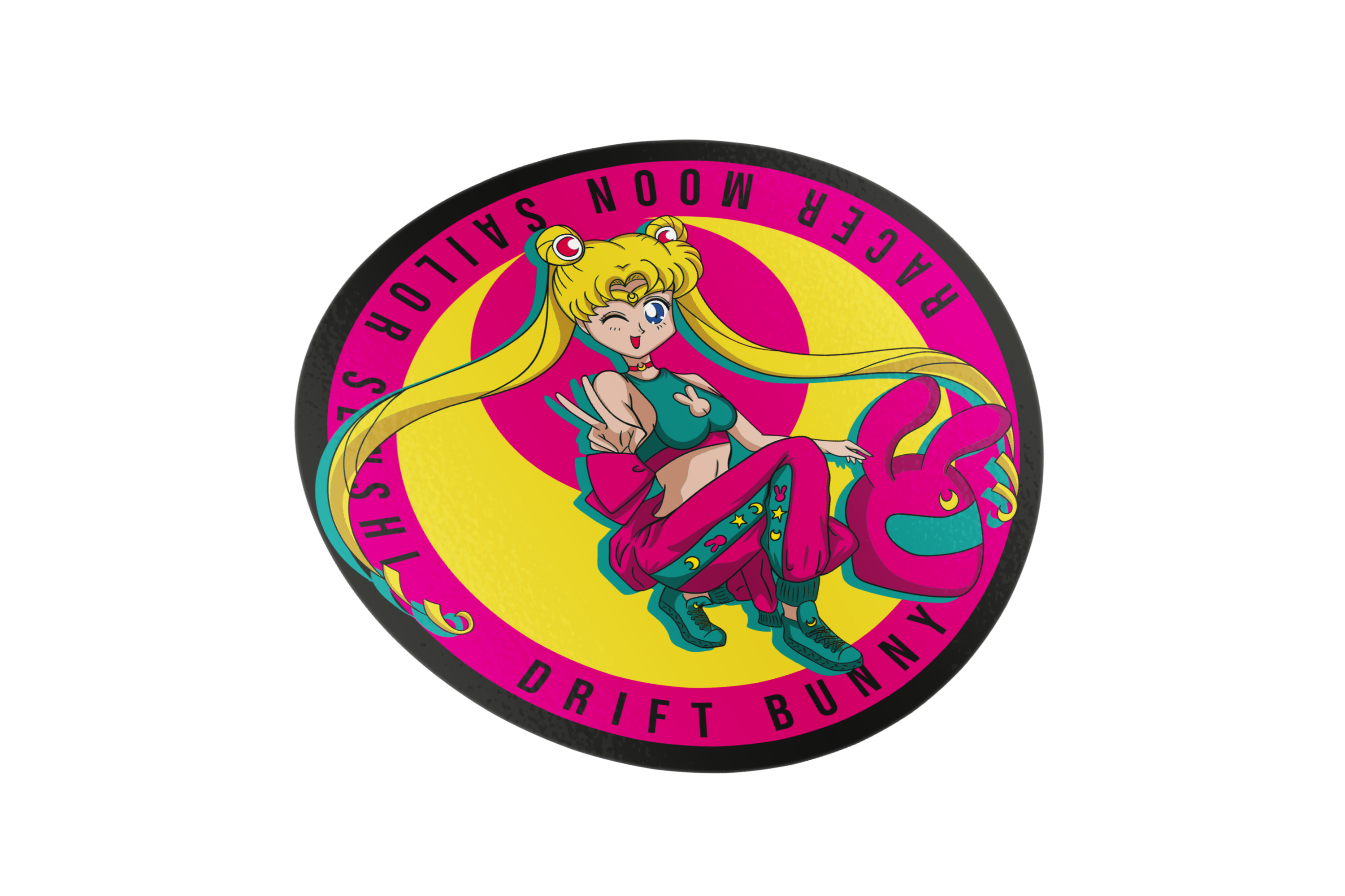 Racer moon! - Sailor moon Drift Bunny Suit Circle sticker new Drift bunny decals